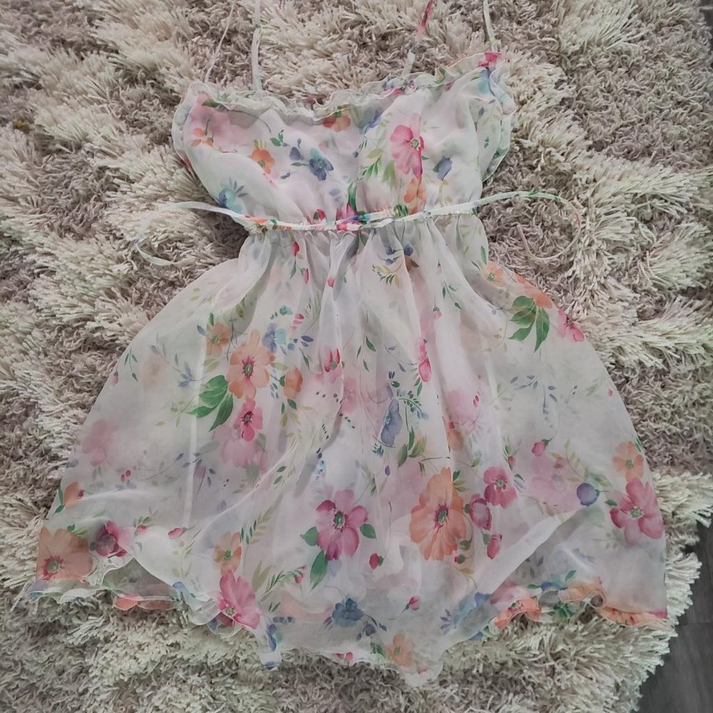 ultra rare victoria's secret white floral slip dress